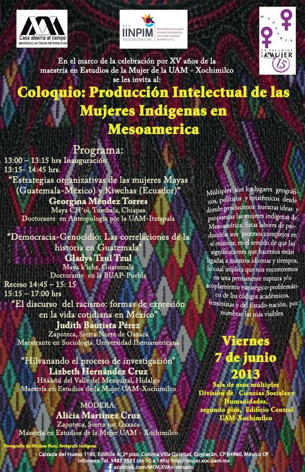 Coloquio Producción intelectual de las mujeres indígenas en Mesoamérica