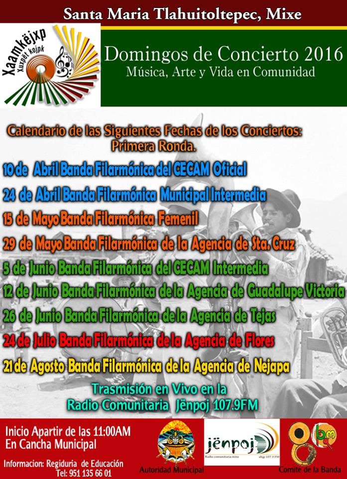 Domingos  de Concierto 2016 en Tlahuitoltepec