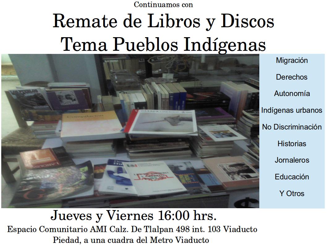Remate de Libros en el Espacio Comunitario AMI «Tema Pueblos Indígenas»
